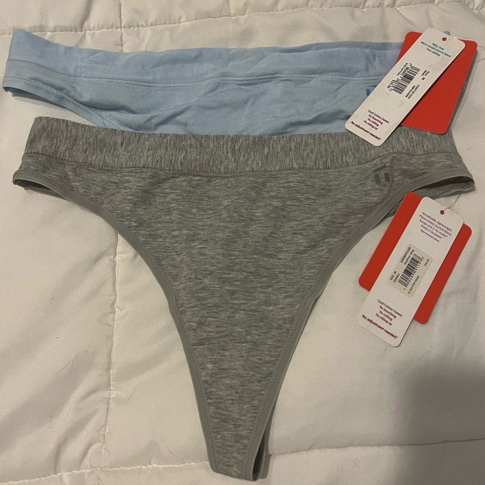NWT 2-pair Tommy John Thongs Gray Cool Cotton and Blue Second Skin Medium
